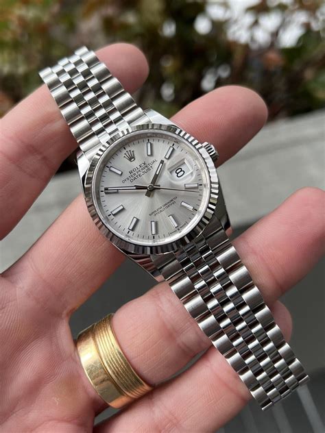 rolex datejust 36 silver face|Rolex Datejust 36mm white dial.